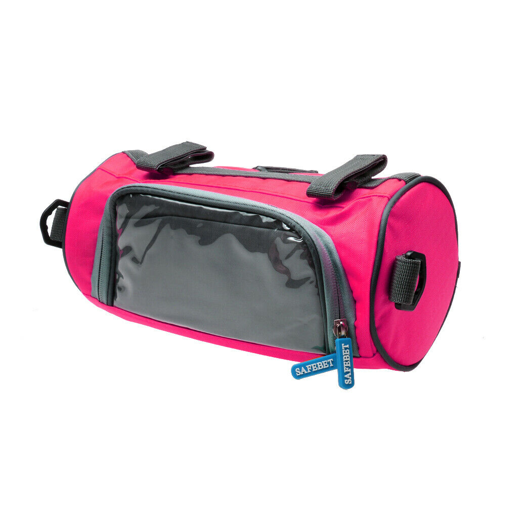Bicycle Mobile Phone Pouch Handlebar Bag with Touch Screen Round Pink