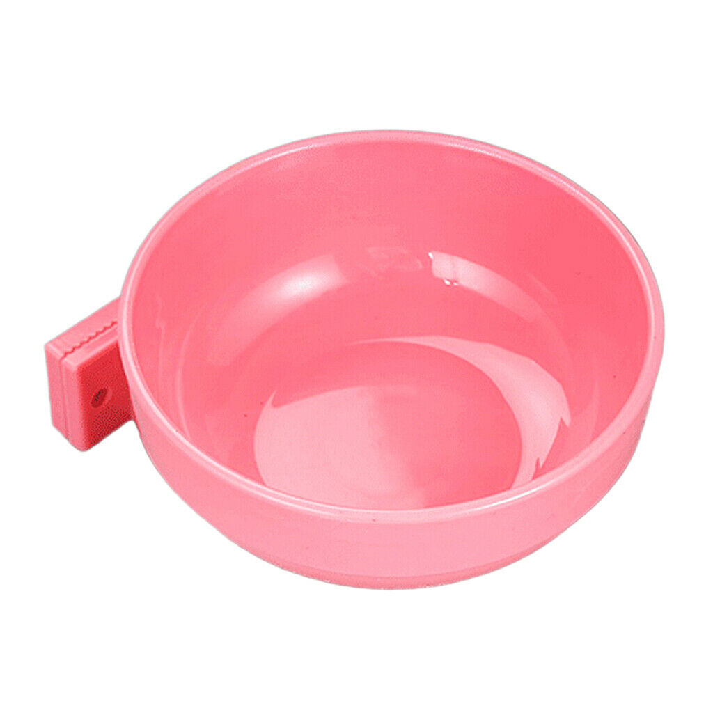 Pet Dog Cat Bowl Hang Stationary Cage Bowl Plastic Detachable Dog Bowl Pink