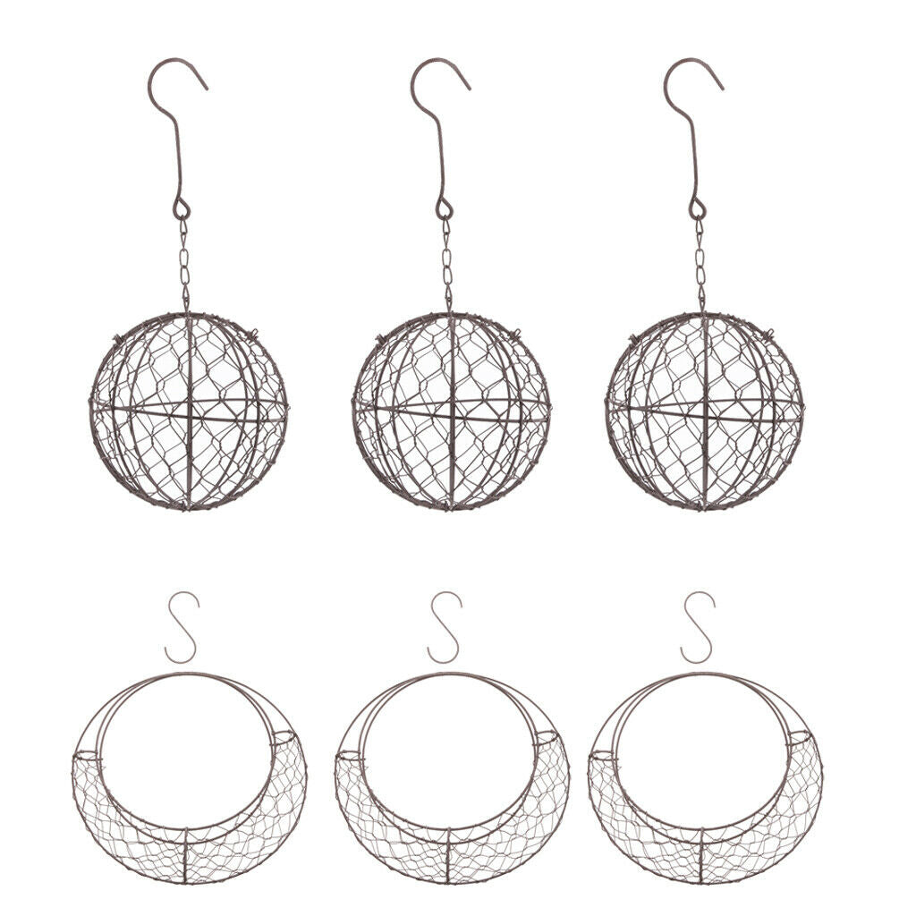 Moon & Ball Shaped Metal Wire Wreath Frame Form Hanger Pack of 6