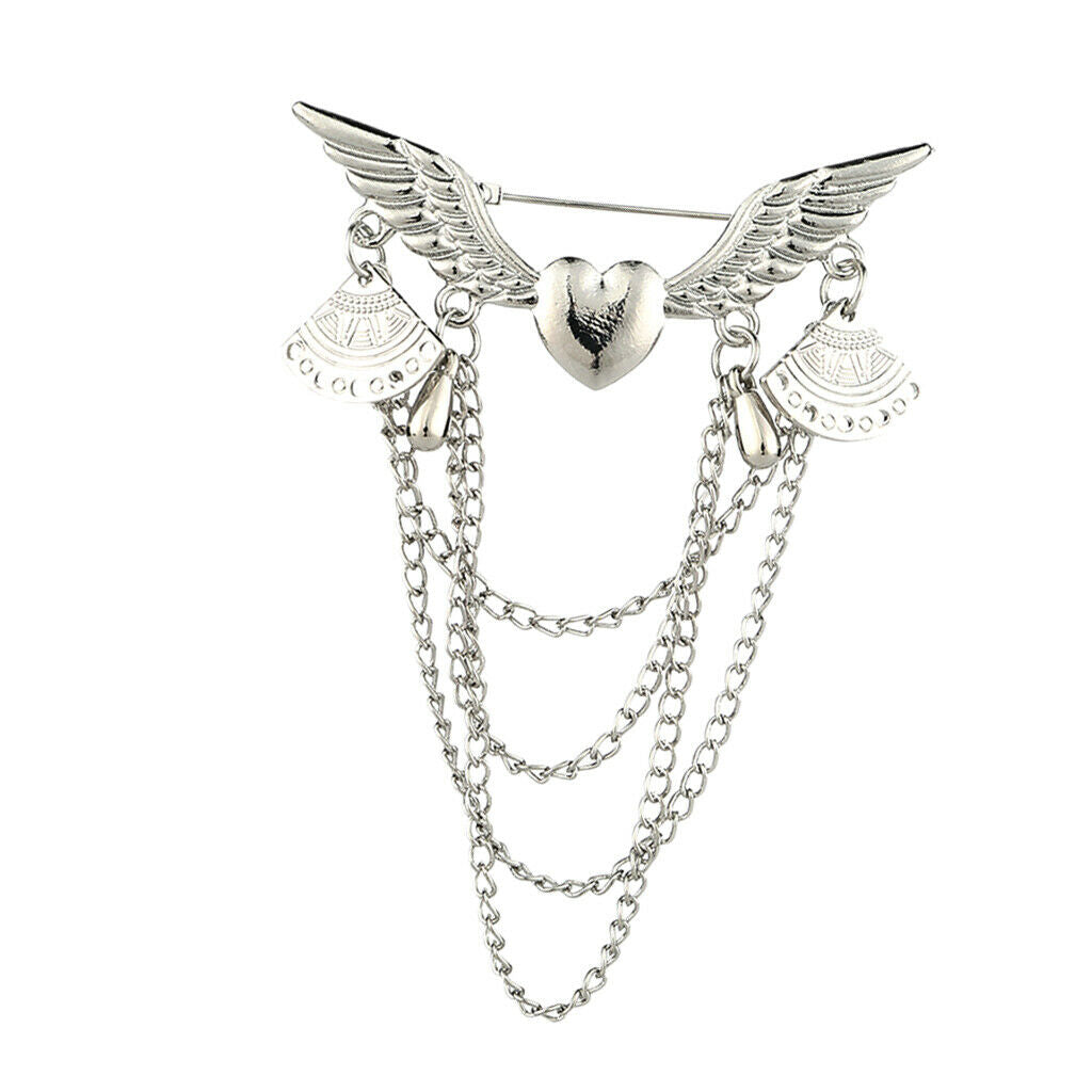2x Brooch Badge Pins Angel Wings Rhinestone for Men Suit Collar Party Dress