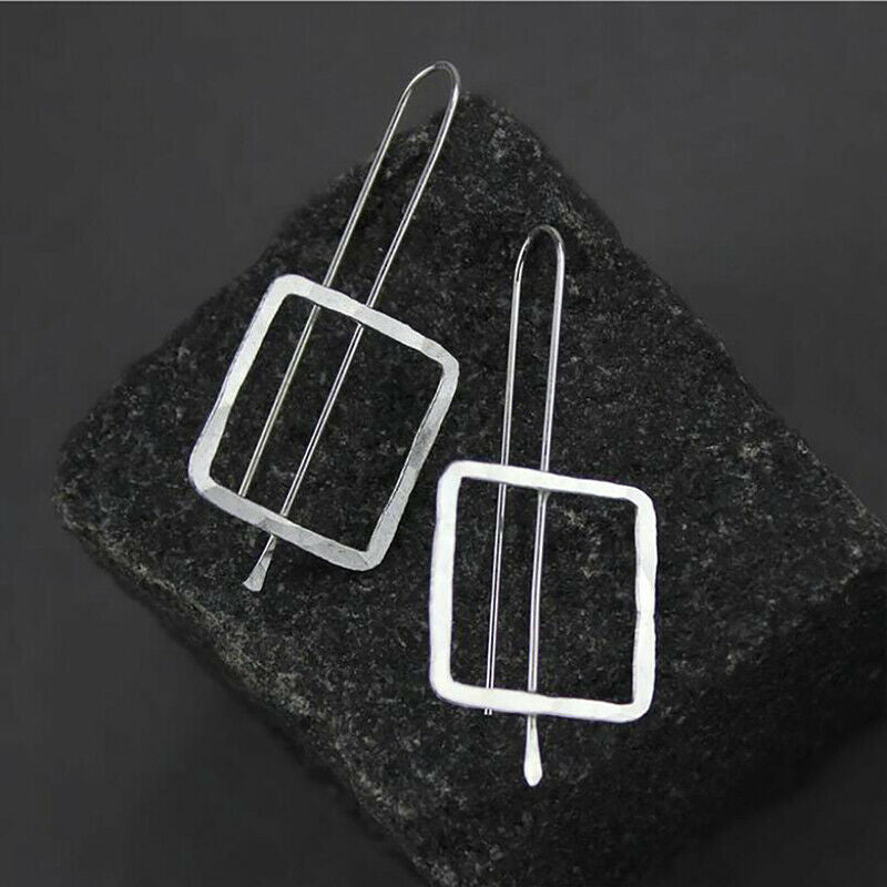 New Long Drop Geometric Square Earrings  Geometric Dangle Earrings Cos St.l8