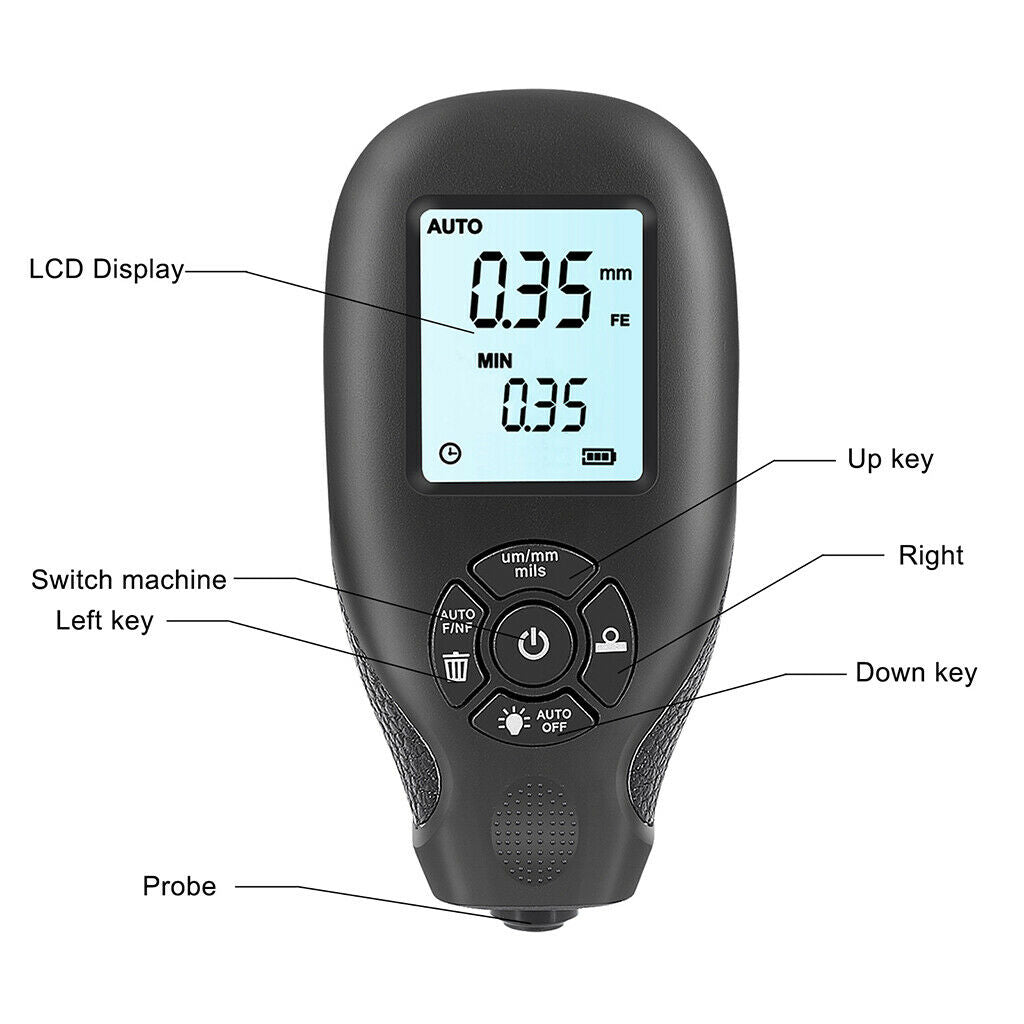Mini Coating Thickness Gauge for Car Digital Paint Meter 0-2000UM High Precision