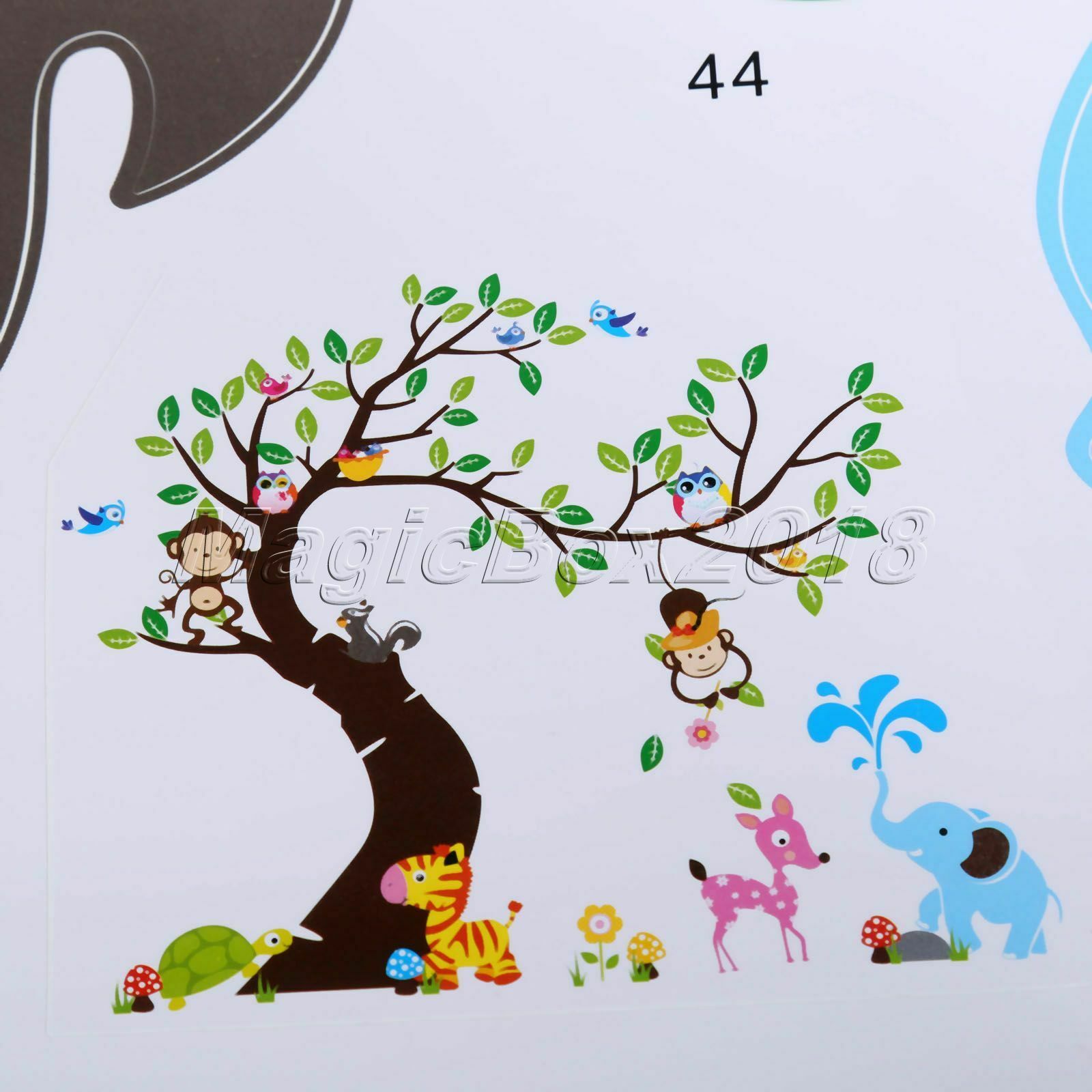 Jungle Zoo Animals Paradise Tree Wall Stickers Kids Bedroom Decor Nursery Decals