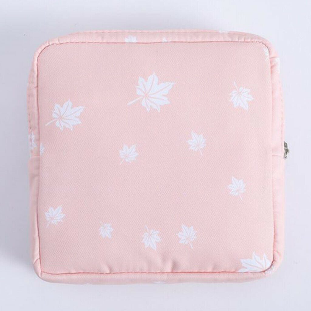 2xSanitary Napkin Bag Purse Holder Organizer Storage Bags &Zipper Traveling Pink