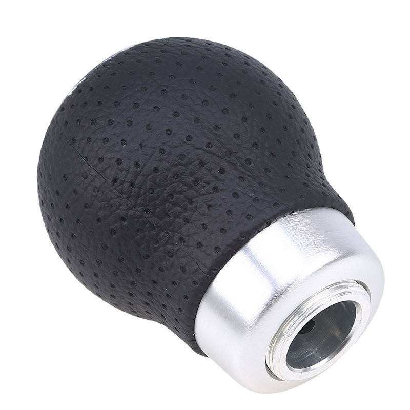 5Speed Black Leather Universal Aluminum Manual Car Gear Shift Knob Shifter Lever