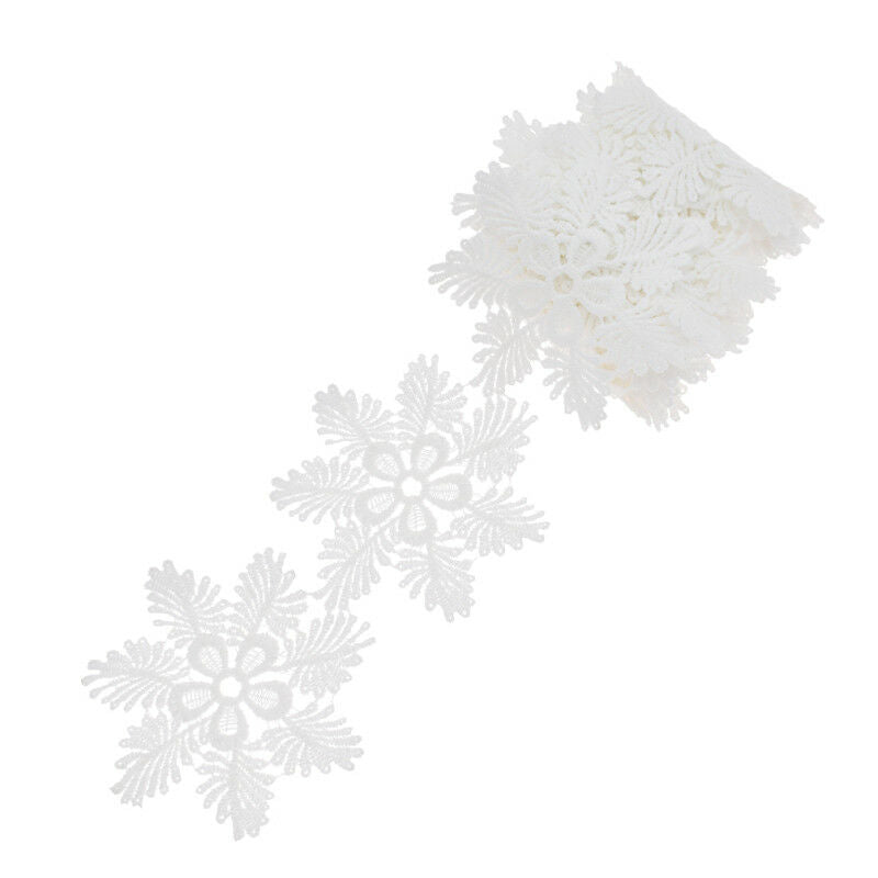 2 Yards Lace Trim Ribbon Embroidered Snowflake Hollow DIY Dress Sewing Materials