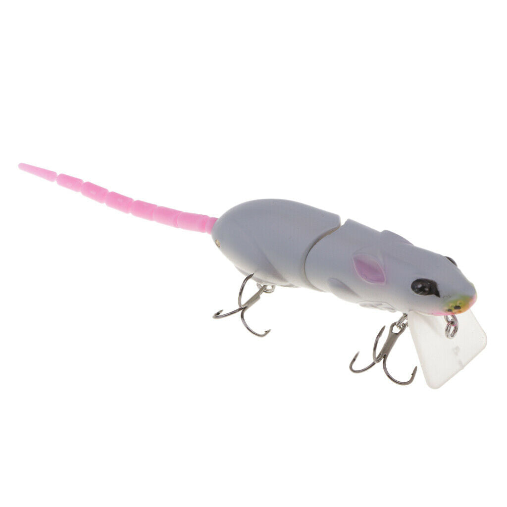 2pcs Plastic Mice Rat Lures Topwater Fishing Lures Artificial Bait with 2 Treble