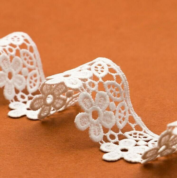 3 Yards Flower Embroidery Lace Trims Decoration Wedding dress Sewing Accesories