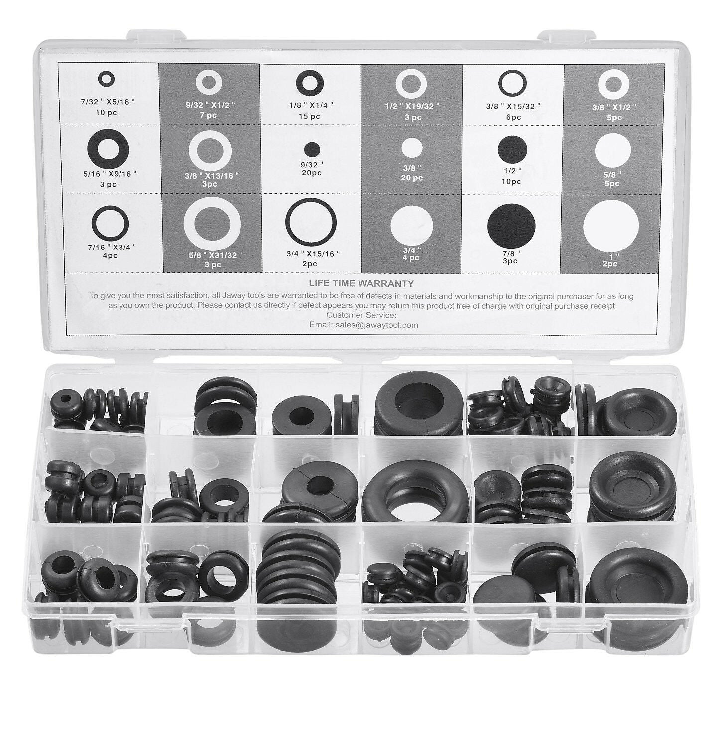 125pc Black Rubber Grommet Assortment Set Firewall Wiring Electrical Wire Gasket