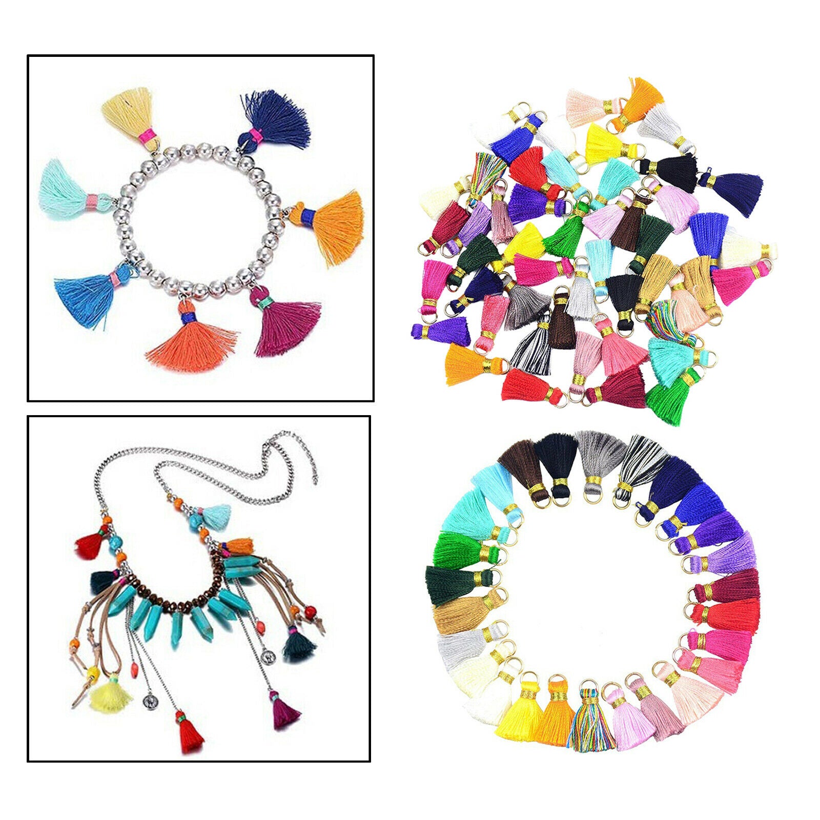 Charms Tassel Kit Bulk Mixed Color Metal Tassel Charm Pendants for DIY Woman