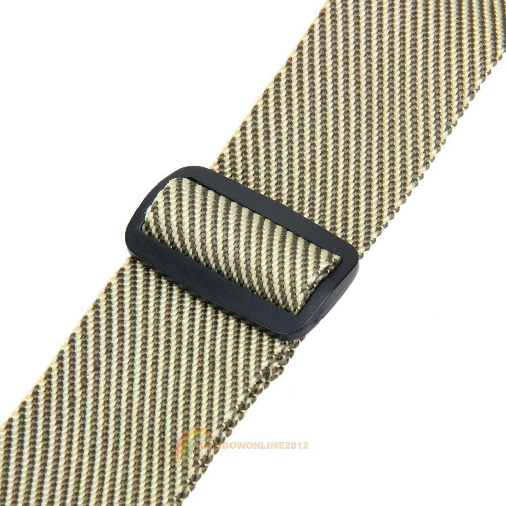 Adjustable Polyester Strap Leather End Acoustic Tweed Electric Bass Guitar Belt