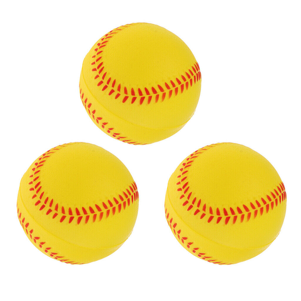 3x 9inch Exercise Batting Training Baseball Softball Bouncy Ball Yellow