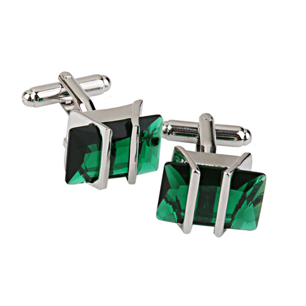 Copper Green Crystal Cufflinks Cuff Links Jewelry