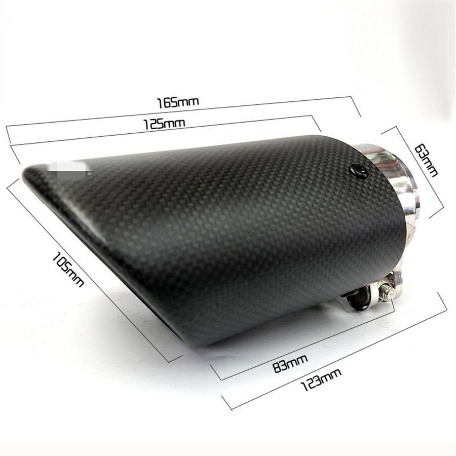 Black 100% Real Carbon Fiber oval Car Exhaust Pipe Muffler End Tips 63mm-89mm