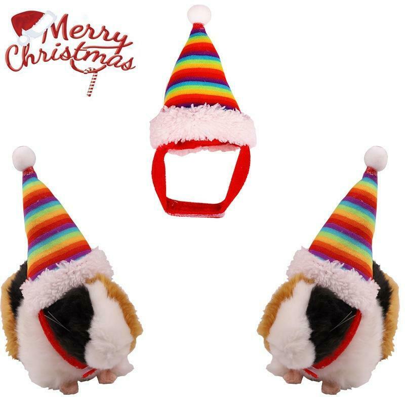 Pet Christmas Hat Santa Claus Cap Head Accessories for Rabbit Hamster Hedgehog