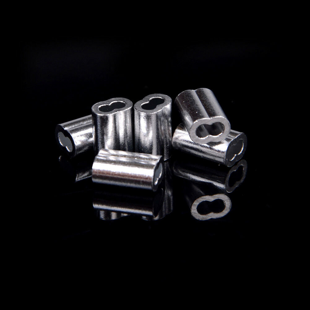 50pcs 1.5mm Cable Crimps Aluminum Sleeves Cable Wire Rope Clip Fitting DD
