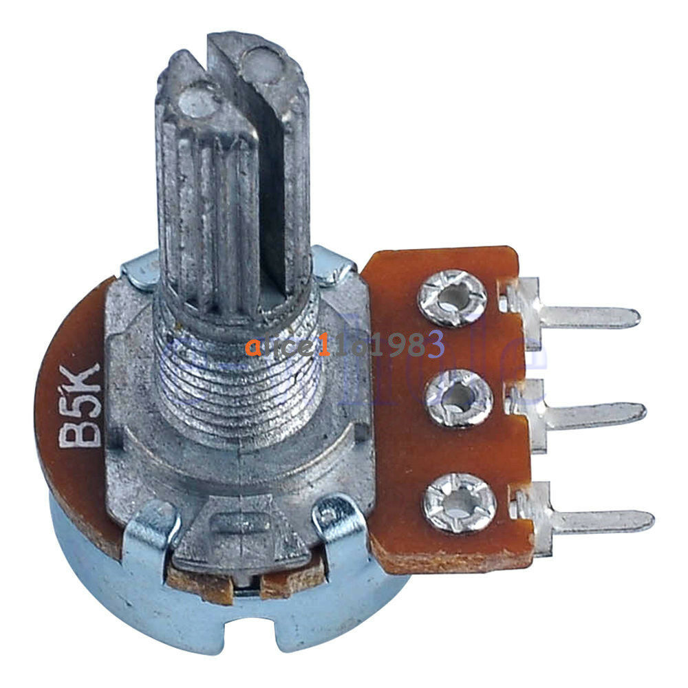 5PCS 5K Ohm B5K Knurled Shaft Linear Rotary Taper Potentiometer
