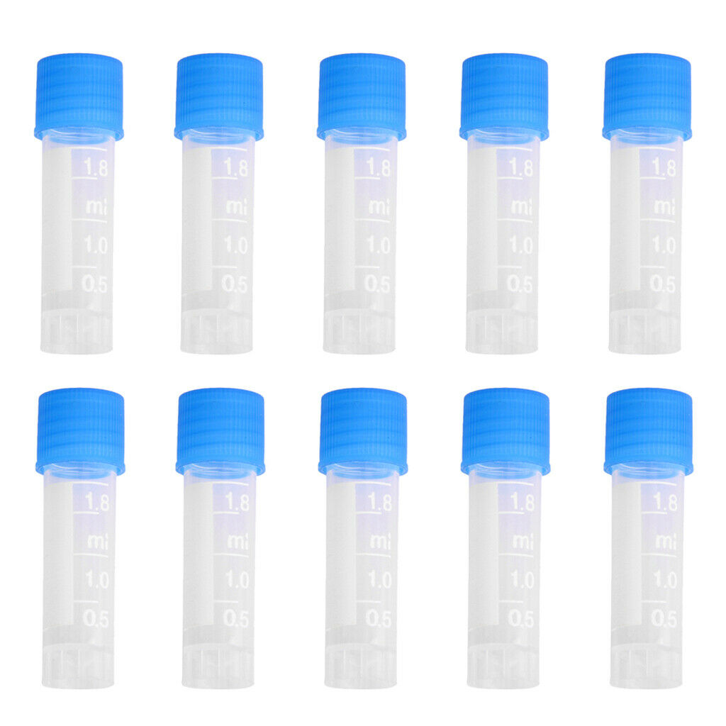 10Pcs/set 1.8ml Lab Plastic Frozen Test Tubes Vial Seal   Container for Lab