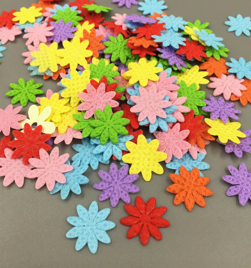 500PCS Mini Felt flower Mixed Colors Appliques Craft Cardmaking decoration 13mm