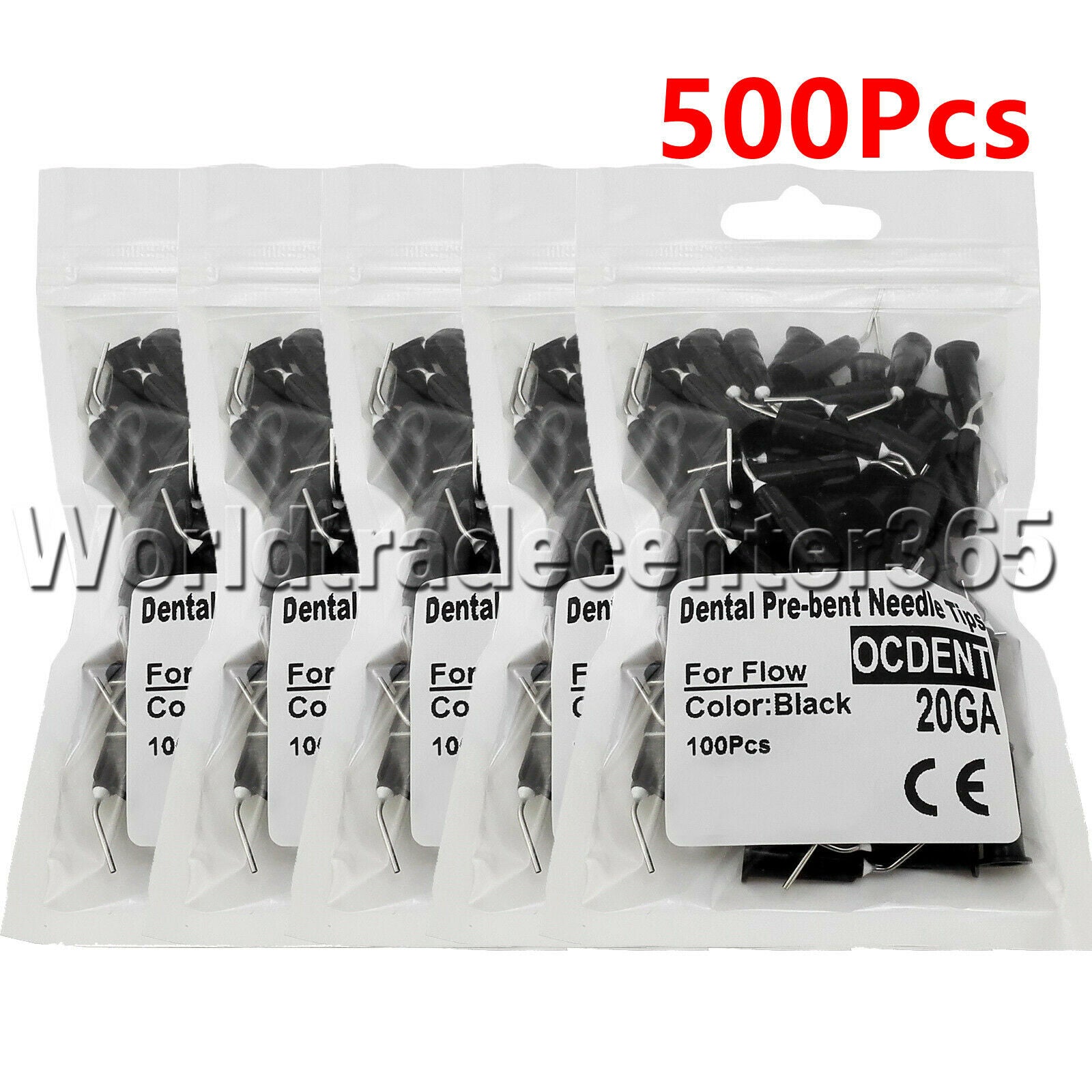 500Pcs Pre Bent Applicator Flow Tips for Flowable Composite 20GA Black