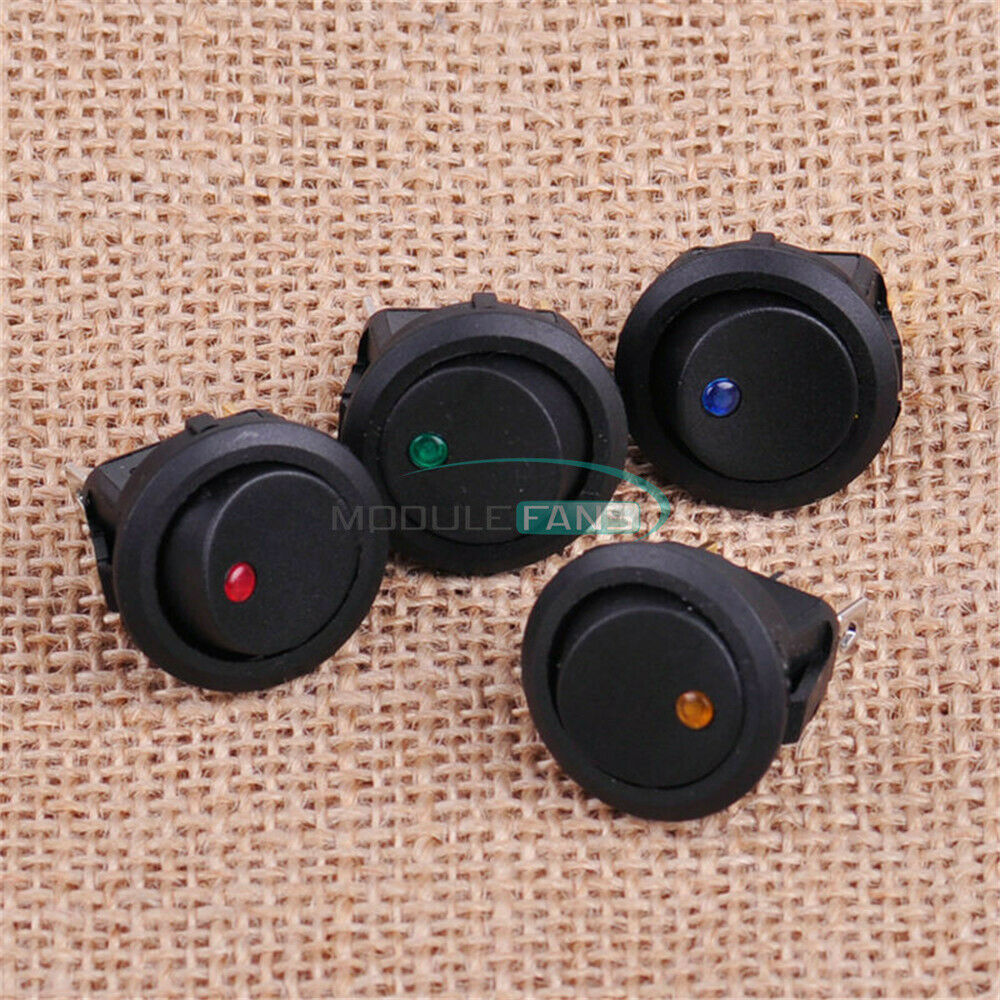 20PCS 12V 3Pin 4 Colors Rocker Car Boat Dot LED Light Switch ON/OFF