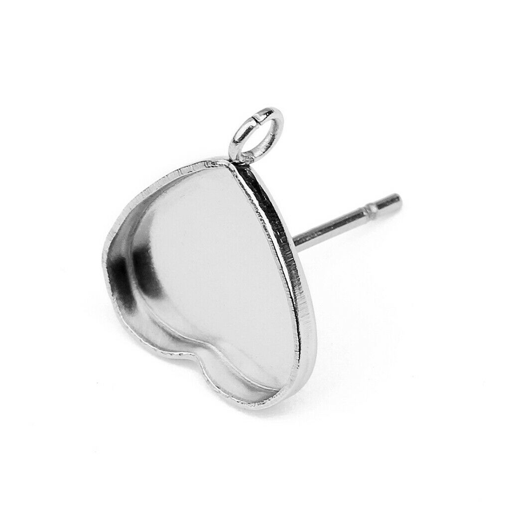 11mm Heart Shaped Bezel Ear Earring Stud Blank Base Post Earring Settings 20