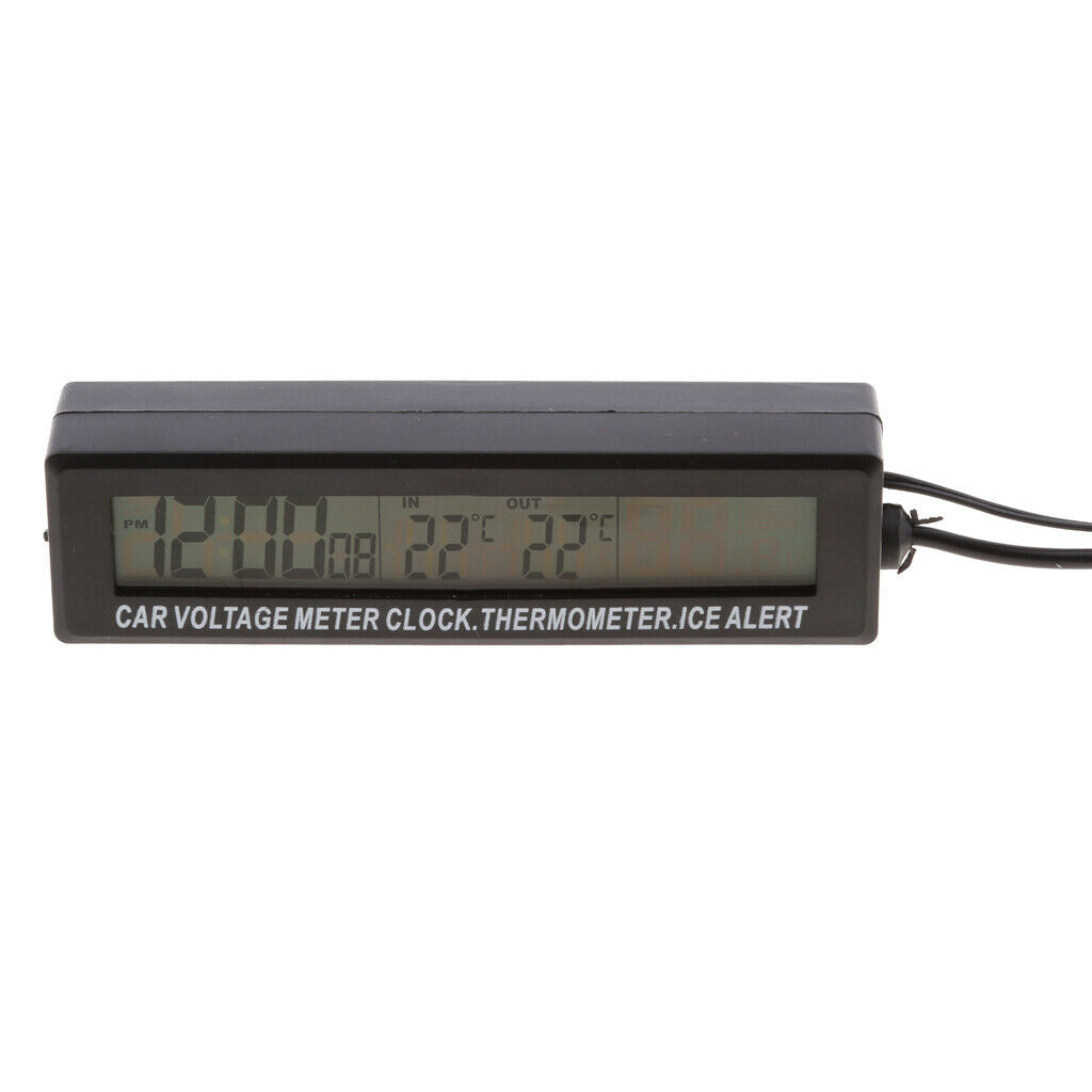 DC 12V Digital Thermometer, Voltage Temperature Display, Voltmeter And
