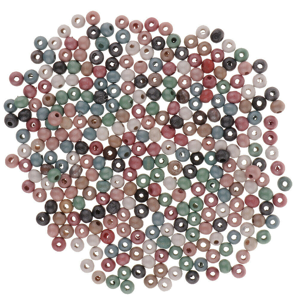 500x Bulk Wooden Craft Beads Pony Beads Gifts Loose Spacer Beads Jewelry DIY