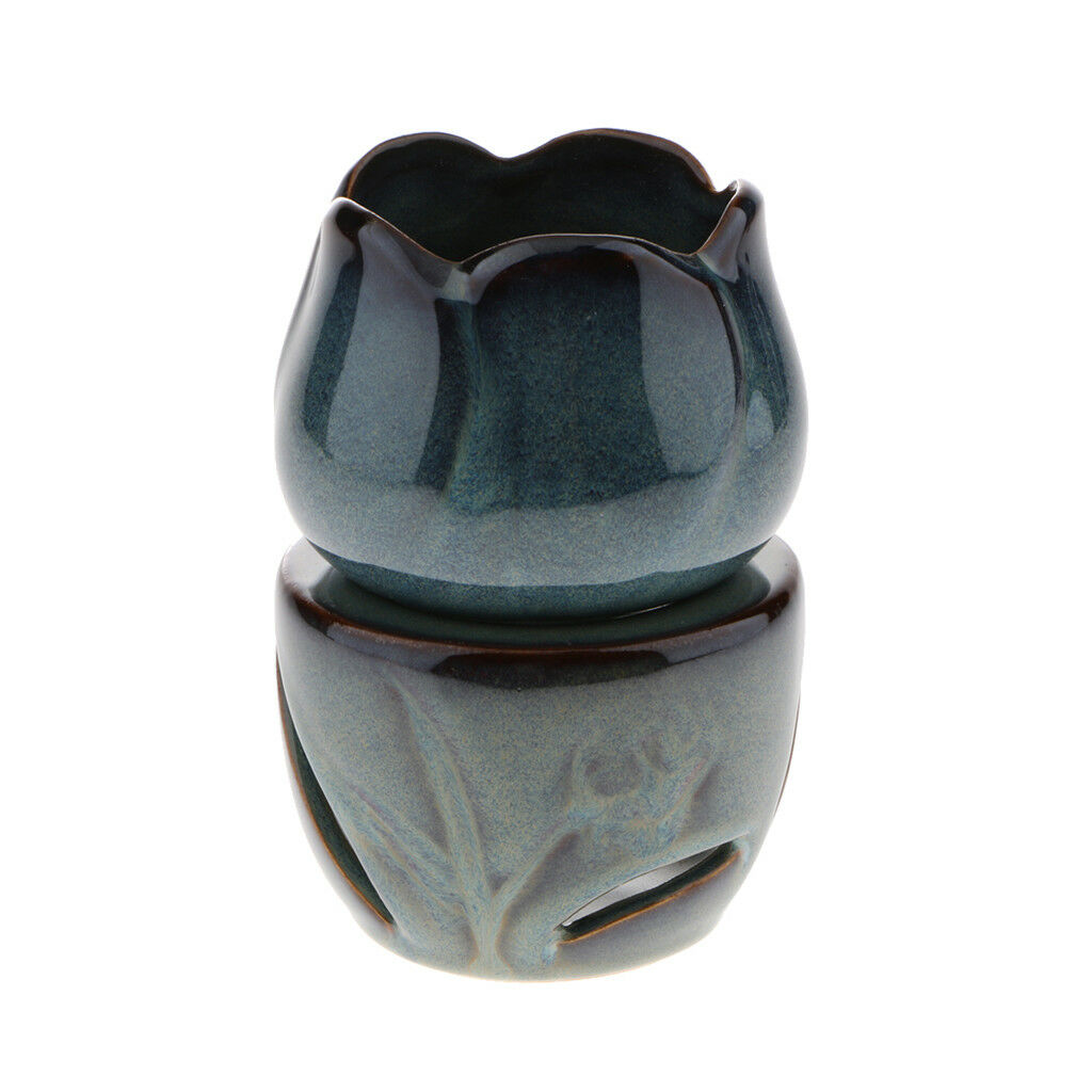 European Lotus Incense Cones Burner Candle Tealight Holder Ornament Blue