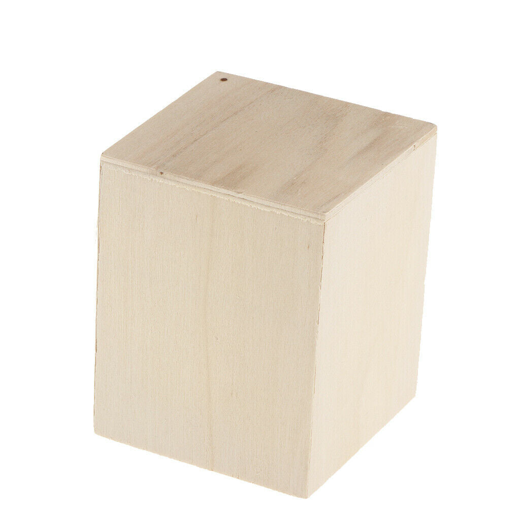 2pcs/set Unfinished Wood Pen Container Holder Wooden Box Cover Craft
