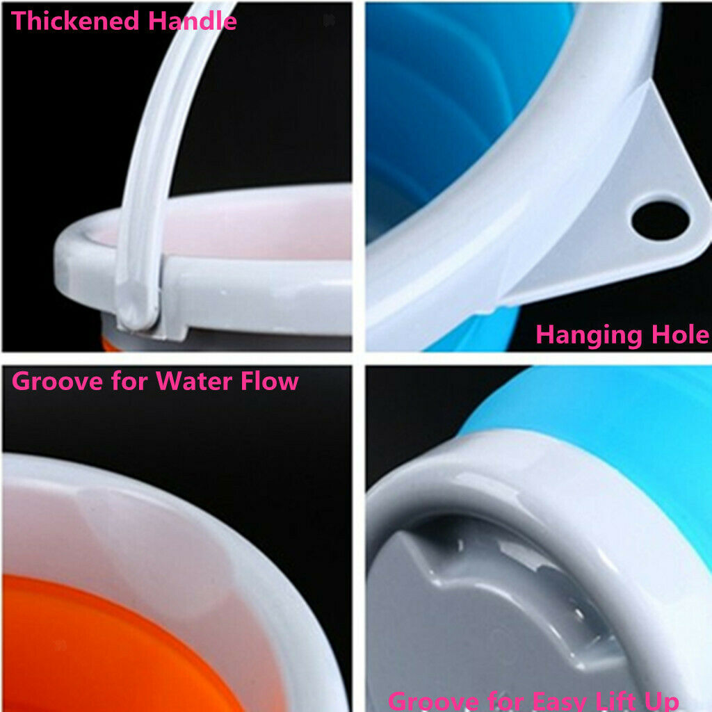 Camping Folding Collapsible Silicone Bucket Outdoor Barrel S Round Blue