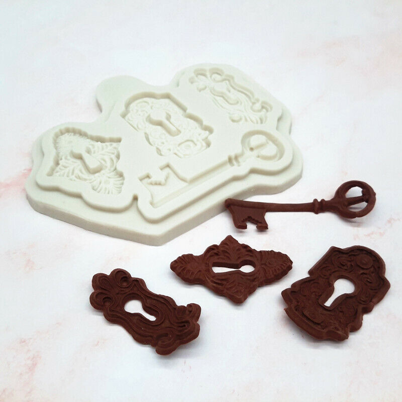 Locks & Key Molds Fondant Cake Silicone Molds Sugarcrafts Chocolate Baking Y SJ