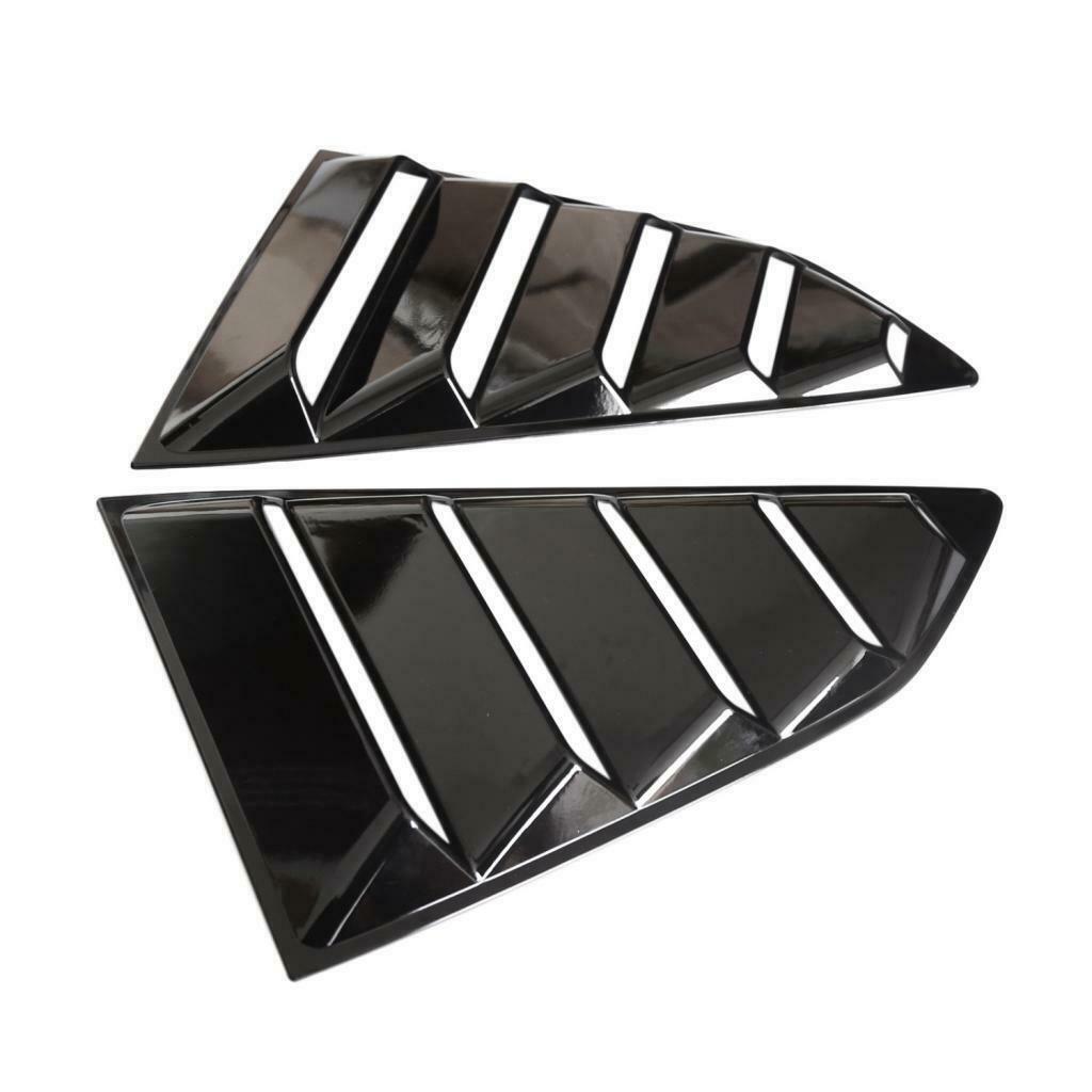 2x Left/Right Bright Black Finish Racing Style Rear Side Window Scoop Air