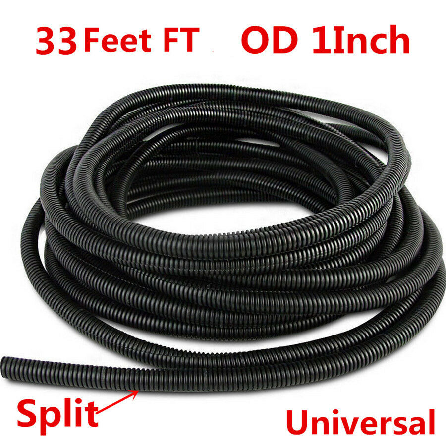 33' Ft. 1" Split Loom Wire Flexible Polyethylene Tubing Conduit Hose Car Audio