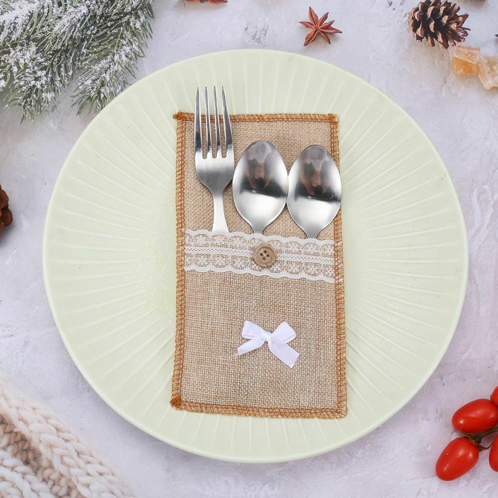 Christmas Eve Xmas Ornaments Home New Year Decor Cover Cutlery Bag Fork Case