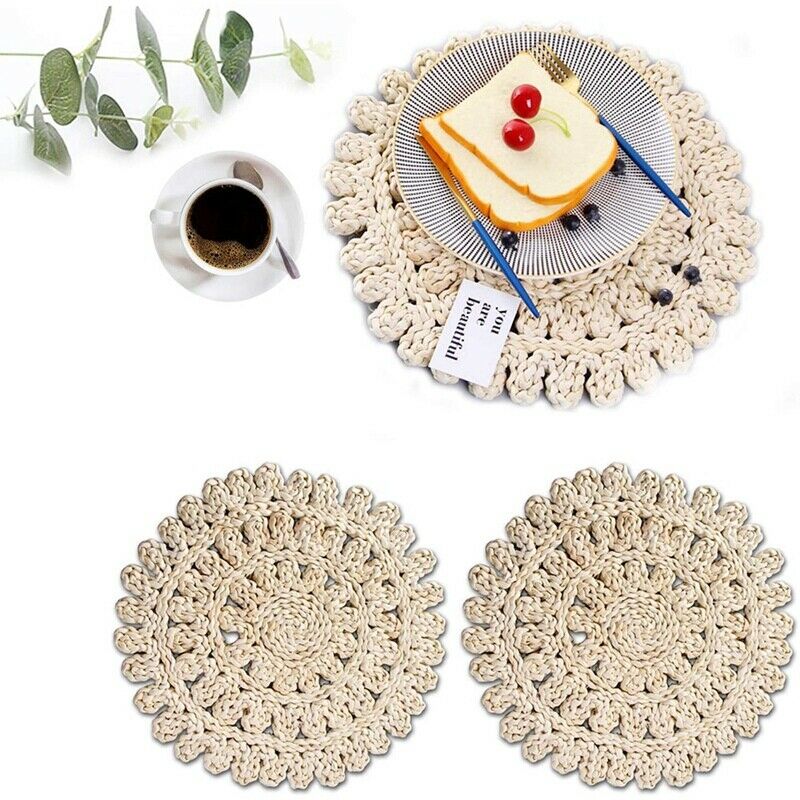 Set of 2 Natural St Woven Place Mats,Table Mats,Anti-Skidding Pad Corn Husk R8K9
