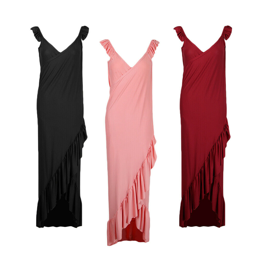 Women's Dress, Deep V Neck Backless Maxi Sundress Beach Party Swing Dress  S Red