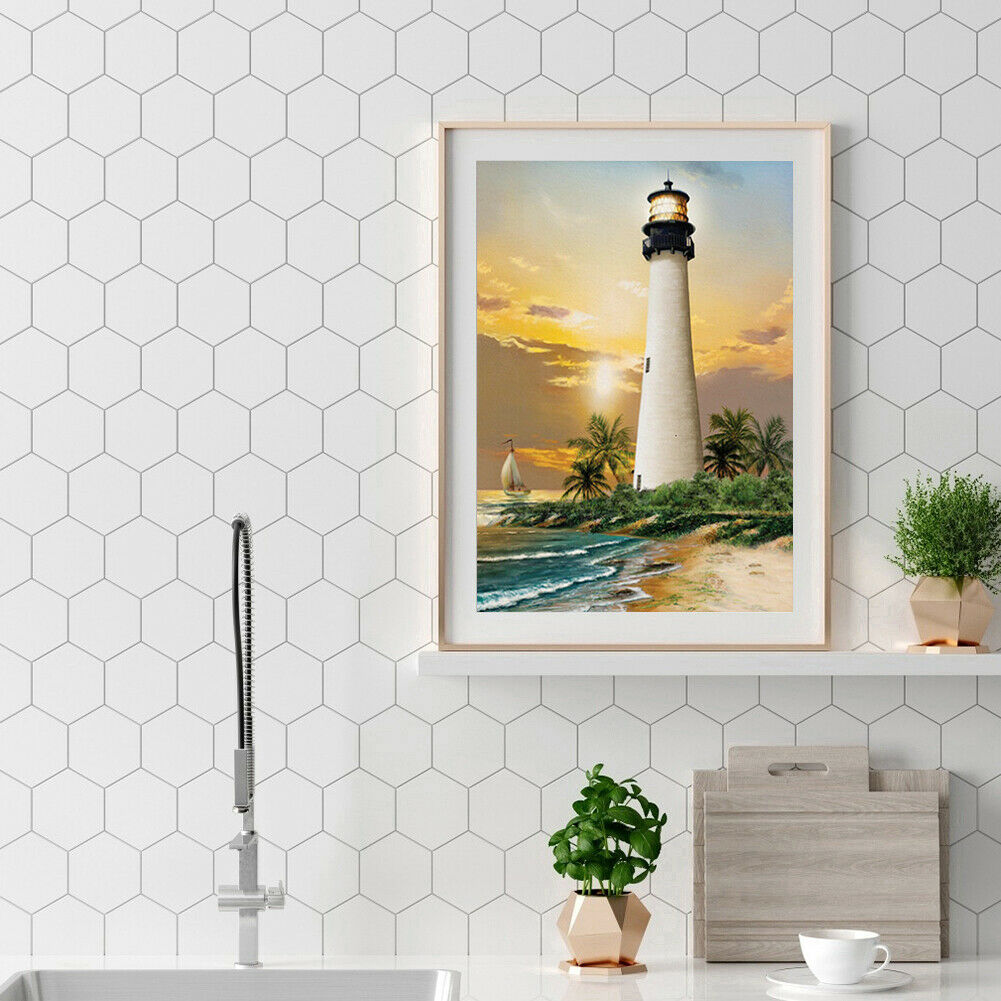Diamond Painting Lighthouse Full Round Rhinestone Picture Home Wall Decor
