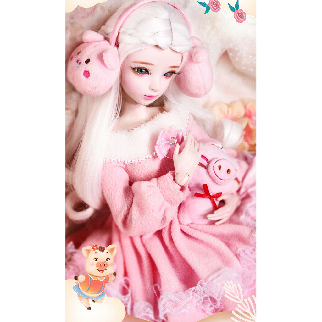 Fashion Pink Plush Fairy Dress with Accessories for 1/3 BJD 60cm Night Lolita