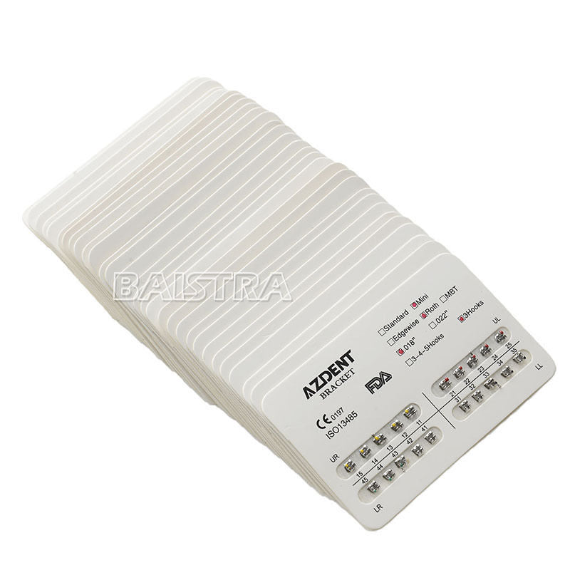 40xDental Ortho Brackets Mini Roth 018 3 Hooks Metal AZDENT