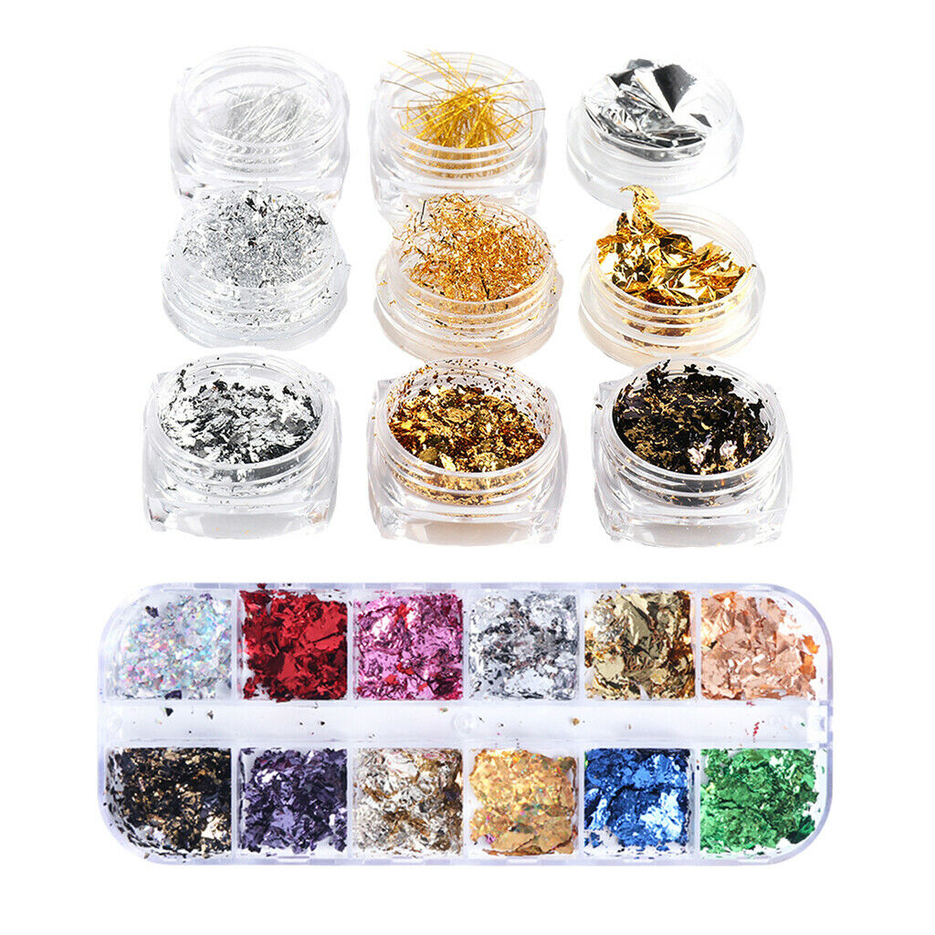 Salon DIY Foil Nail Chips Glitter Paillettes Sparkle Nails Art Supplies