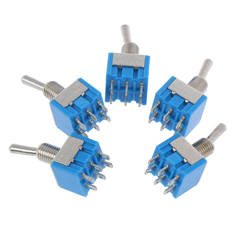 5X MTS-202 DPDT Switch 6A 125V AC 6-Pin ON-ON Mini Toggle Switch 2 Positi.l8