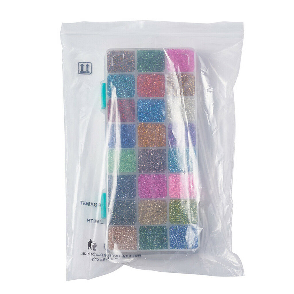 38400Pcs 2mm Glass   Spacer Beads Spacers Jewelry Making 24 Colors Assorted
