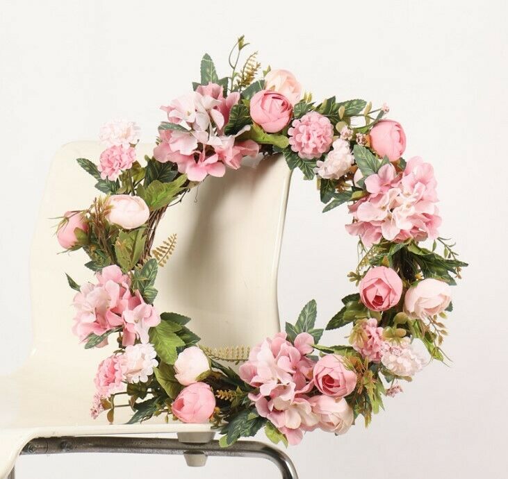 1 X 38Cm Artificial Rose Flower Garland Door Hanging Wreath Wedding Party Decor