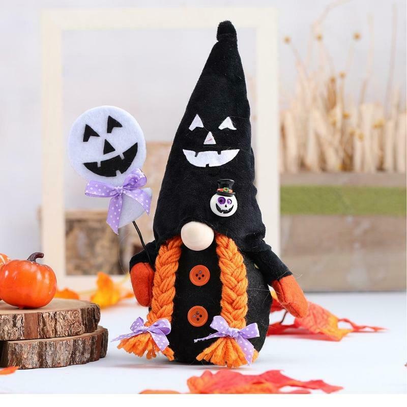 Set of 2 Halloween Gnomes Plush Decor Handmade Swedish Tomte Gnome Scandinavian