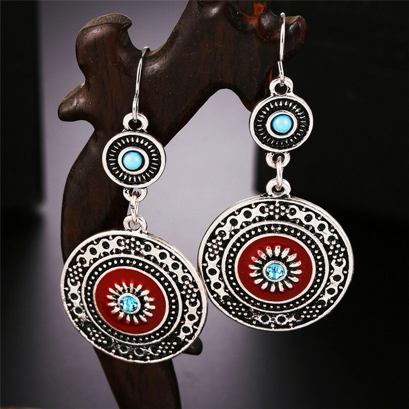 Bohemia Ear Stud Drop Dangle Earrings Long Ethnic Round Earrings Women Jewel Lt