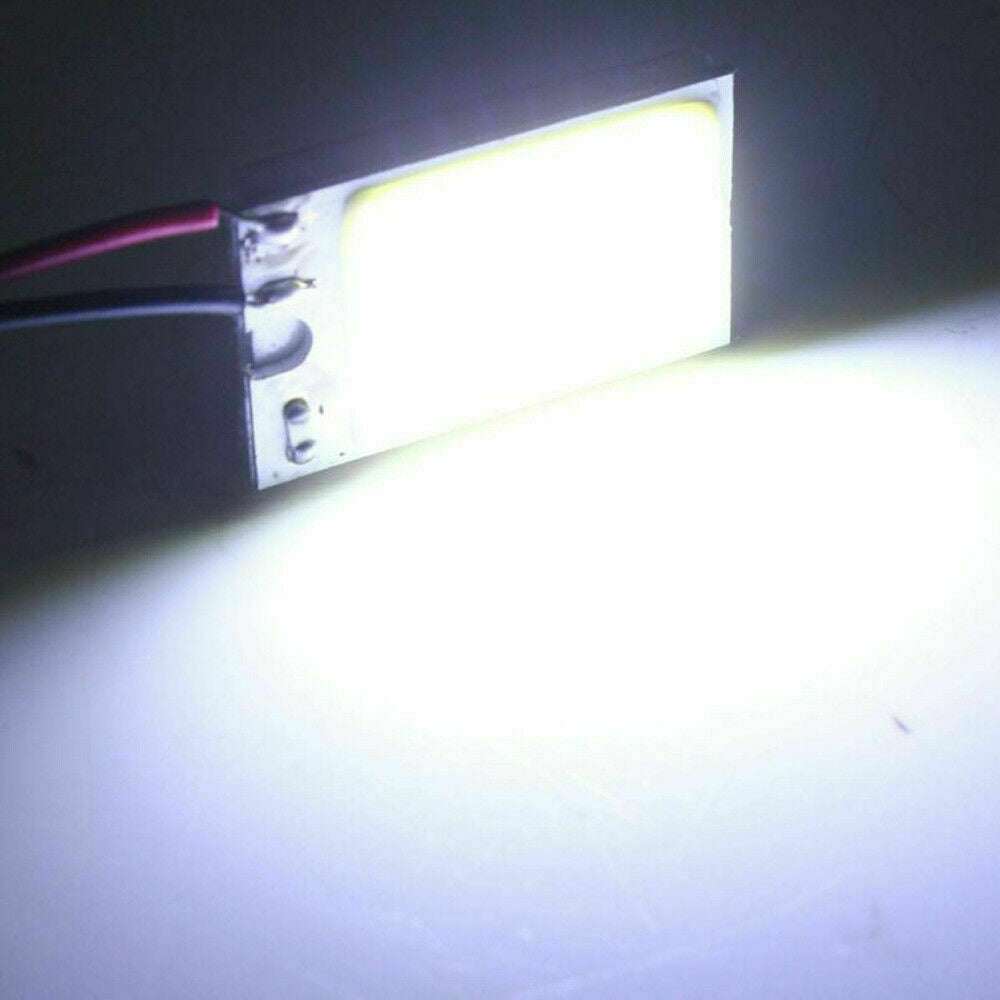 5Pcs White COB Led Panel Dome Light Interior Lamp 12V T10 Festoon Adapters Kits