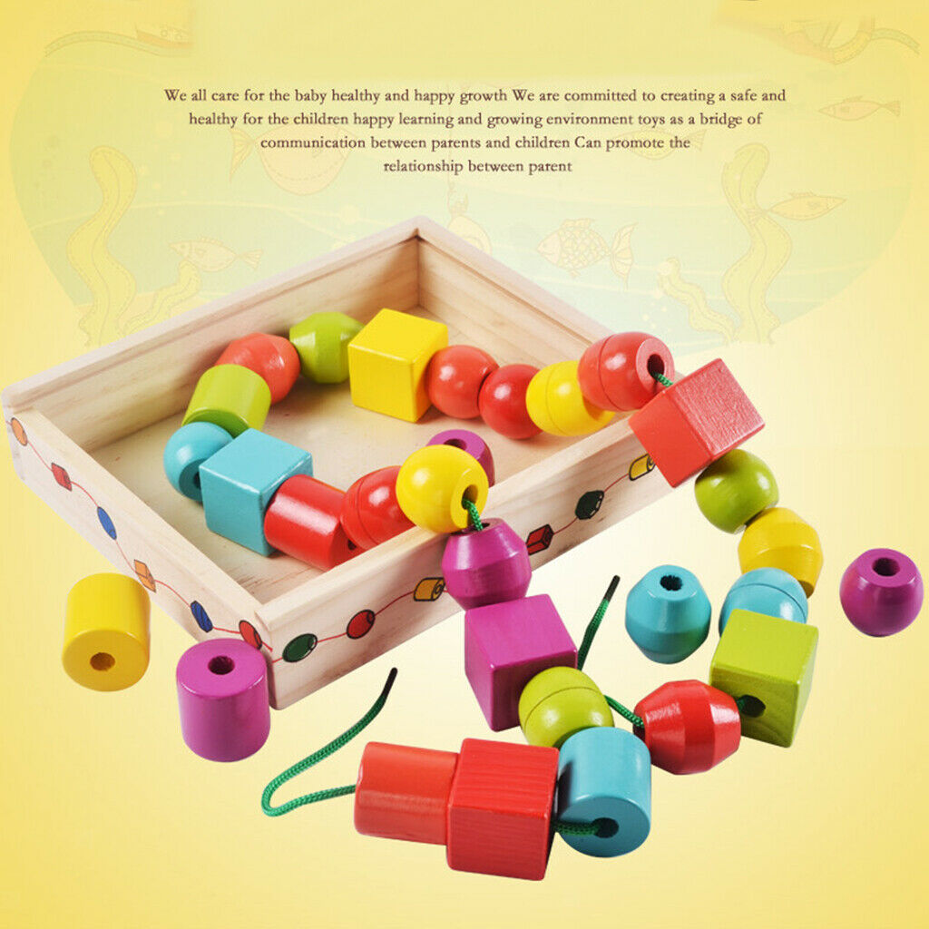 Wooden Lacing Beads Threading for Toddlers Lacing Toys Christmas Girls