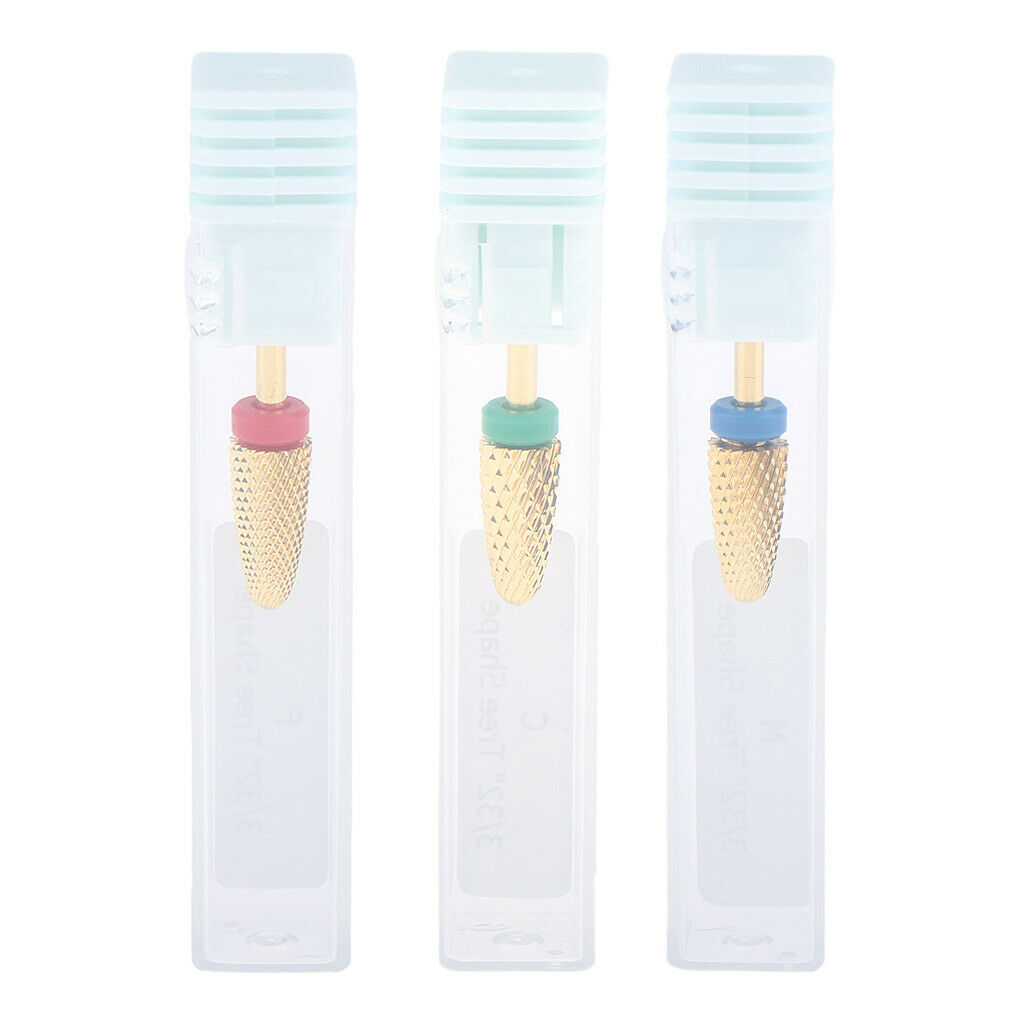3Pcs Professional Alloy Nail Drill Bits Nail Tips Small Barrel Grinding Head