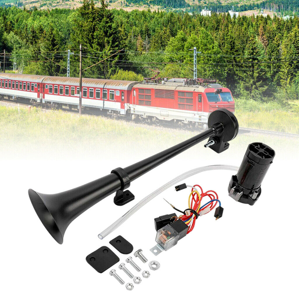 150db 12V Car Air Horn Kit with Compressor Single Trumpet Lorrys Speaker Set